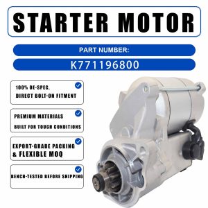 12V 1.4KW 9T Starter S6277 For Kubota Excavators Tractors W/D902E-UV D905E-BX