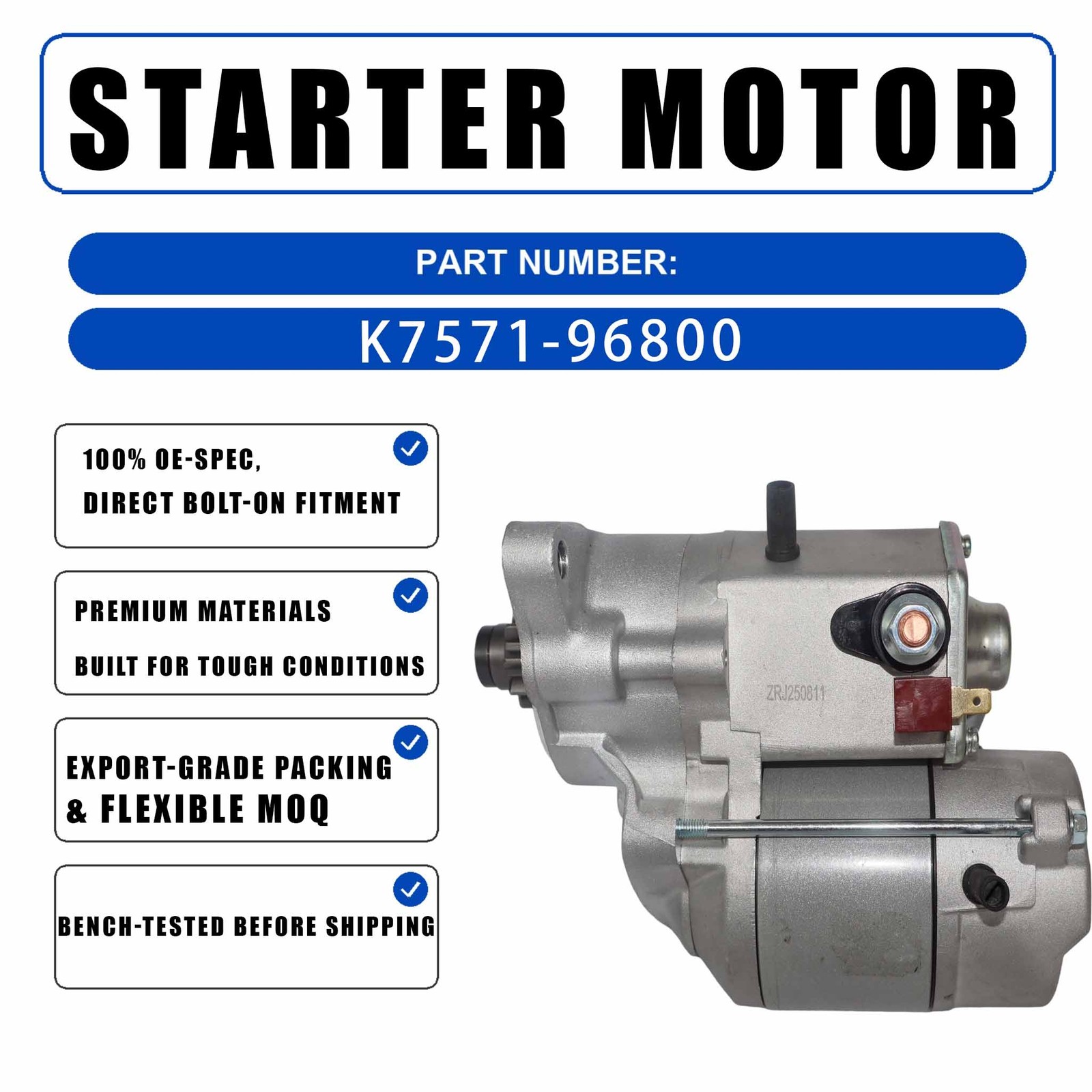 12V New Starter K771196810 For Kubota Excavators Tractors Utility Vehicles W/