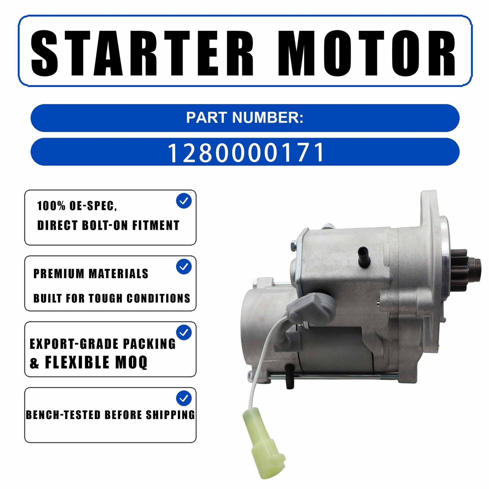 12V Starter 2280001030 For Kubota D1302 V1502 Engine