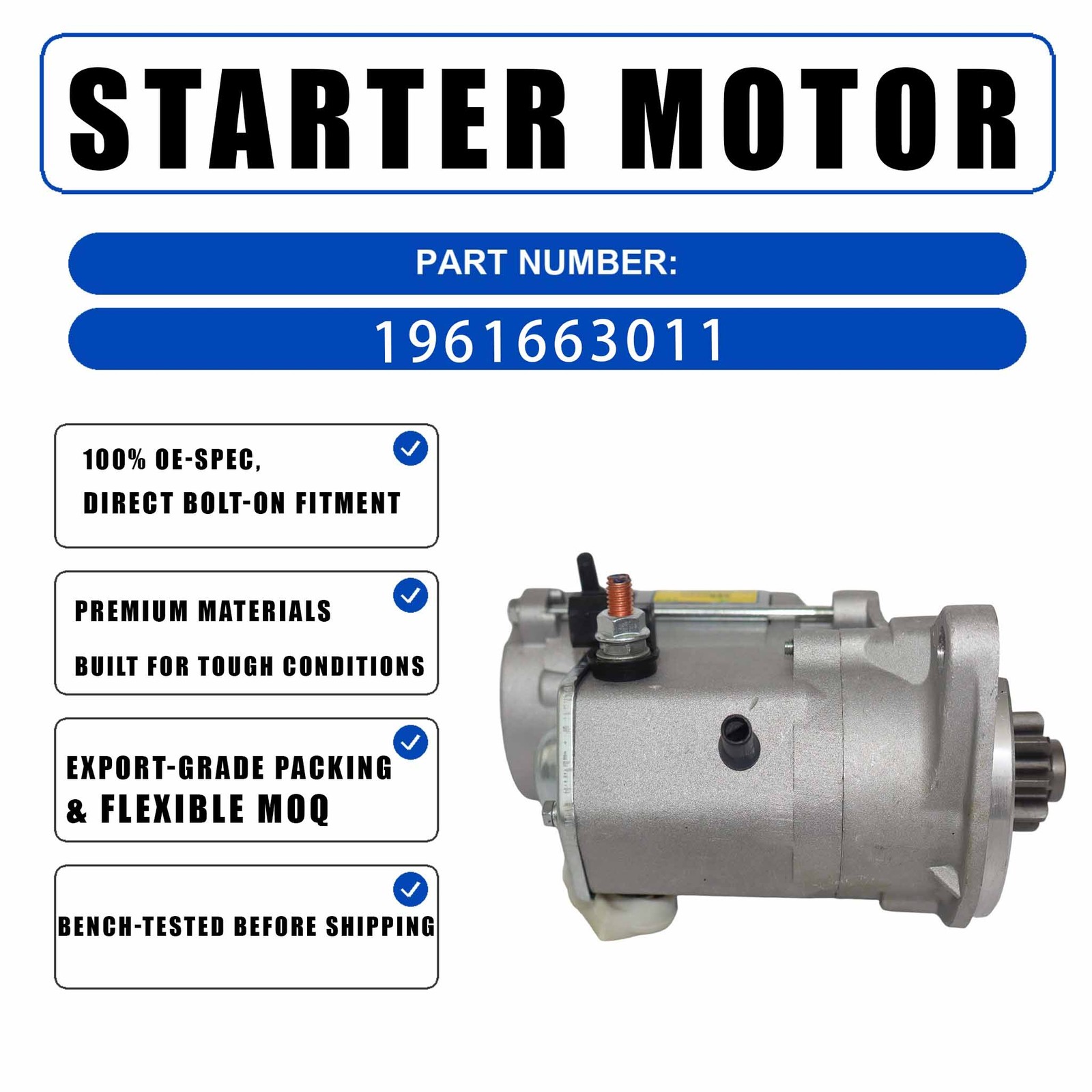 12V Starter 015645 For Kubota V1902B 1984-1992 Engine