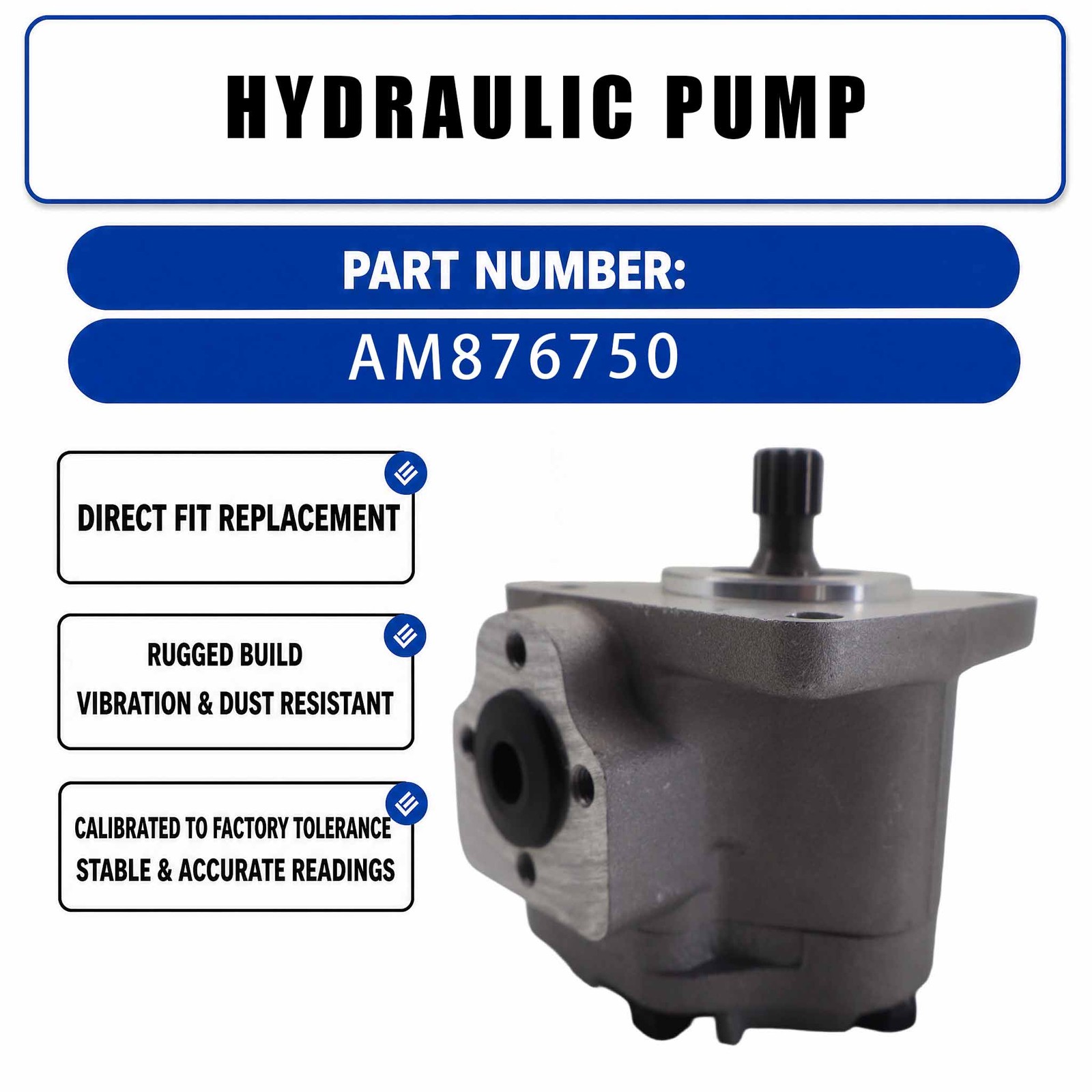 Hydraulic Pump AM876750 For John Deere 2020 2030 Gator Pros 2210 2305 3005 4100