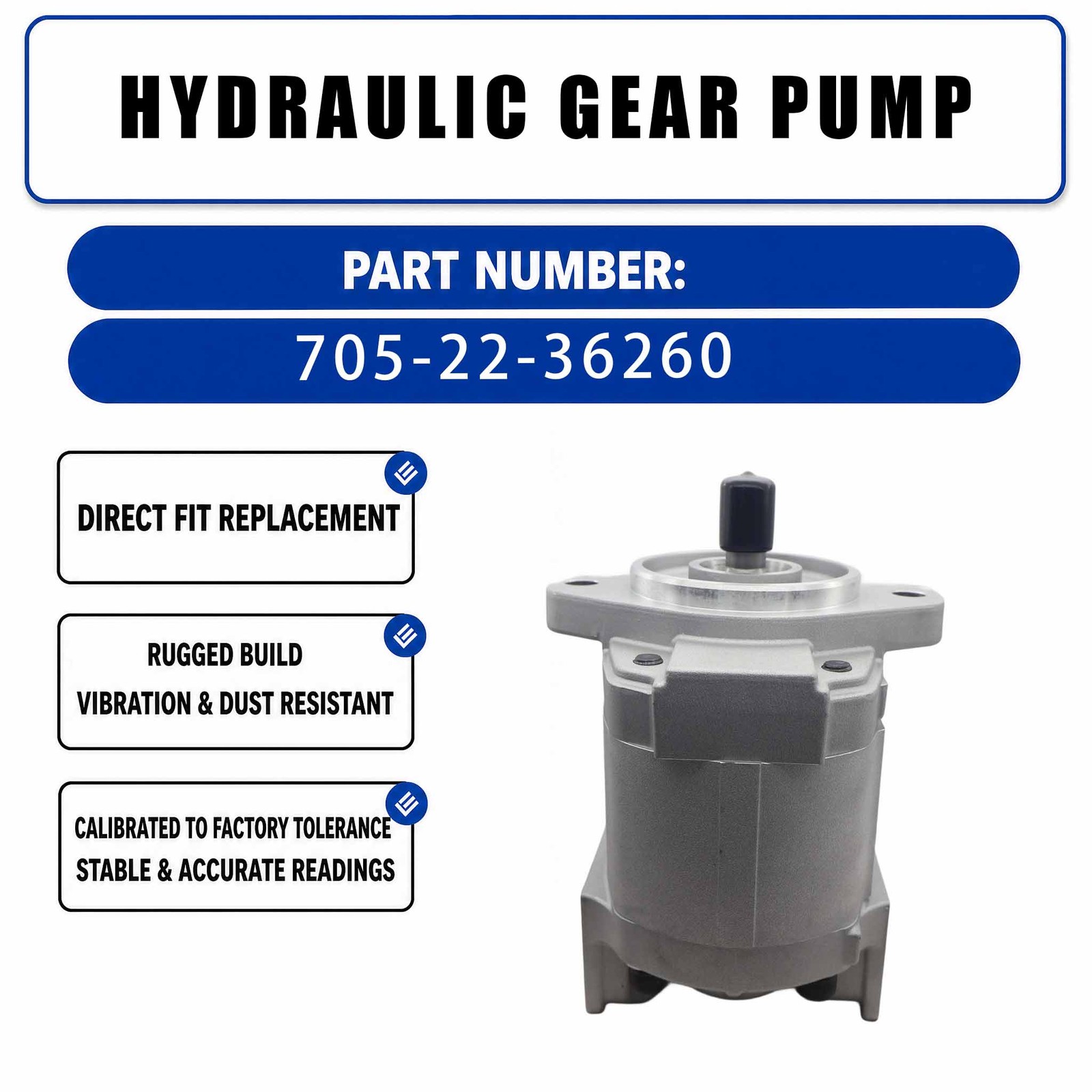 Hydraulic Gear Pump 7052236260 For Komatsu GD555-3 GD655-3 Grader