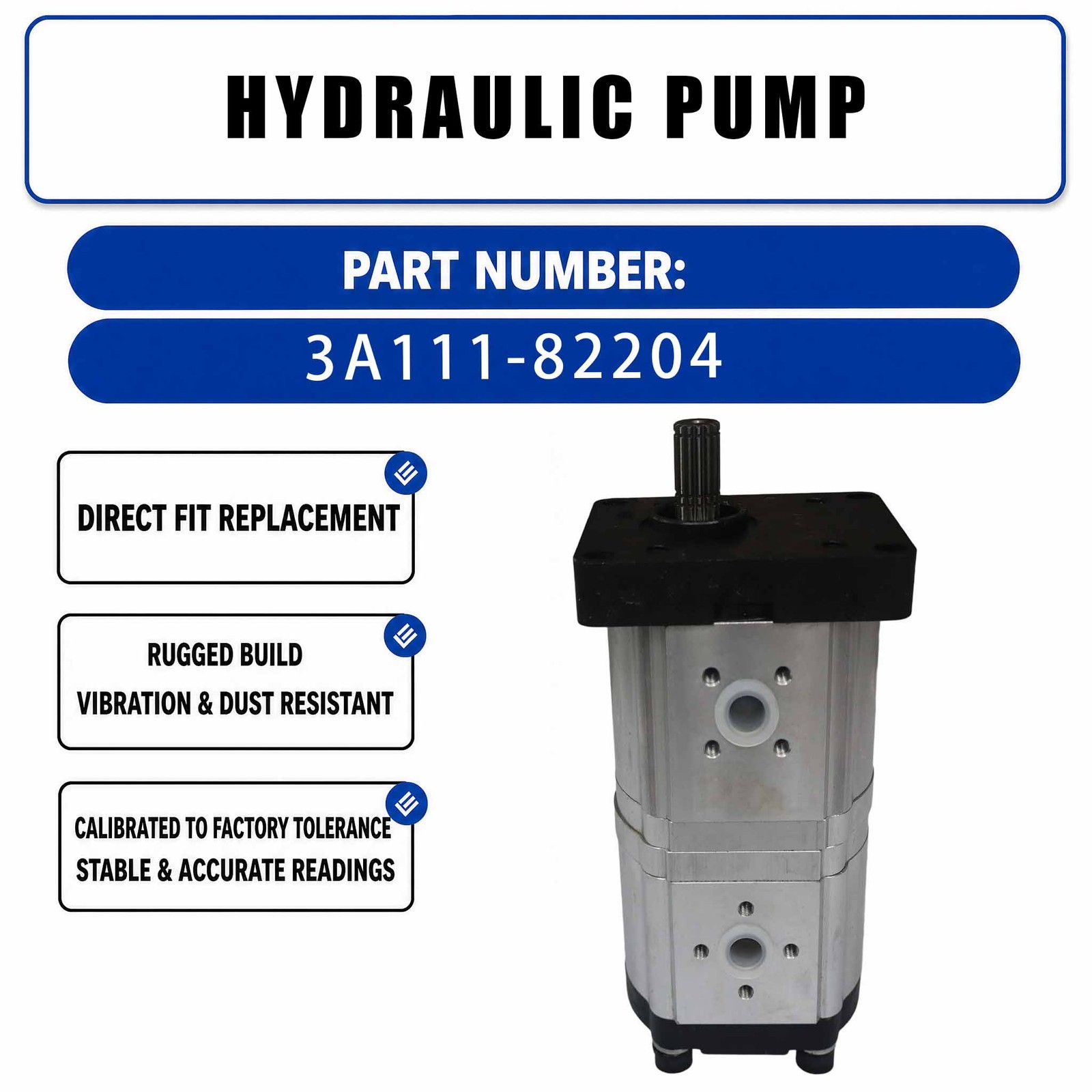 Hydraulic Pump 3A111-82204 For Kubota M4700 M5400 M6800 M8200 M9000 Tractors