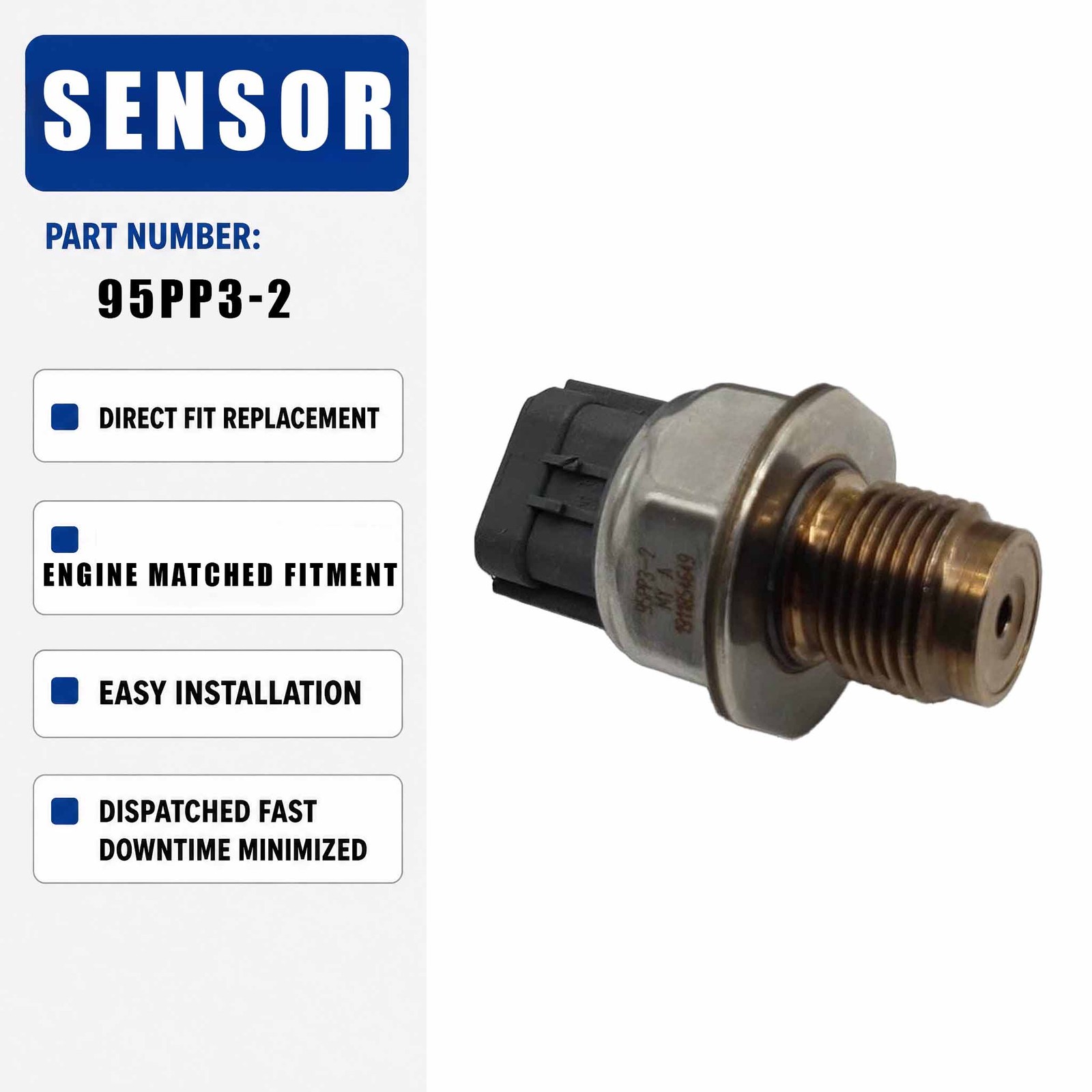 Fuel Rail Sensor 95PP3-2 for Caterpillar Model Volvo Excavator EC120