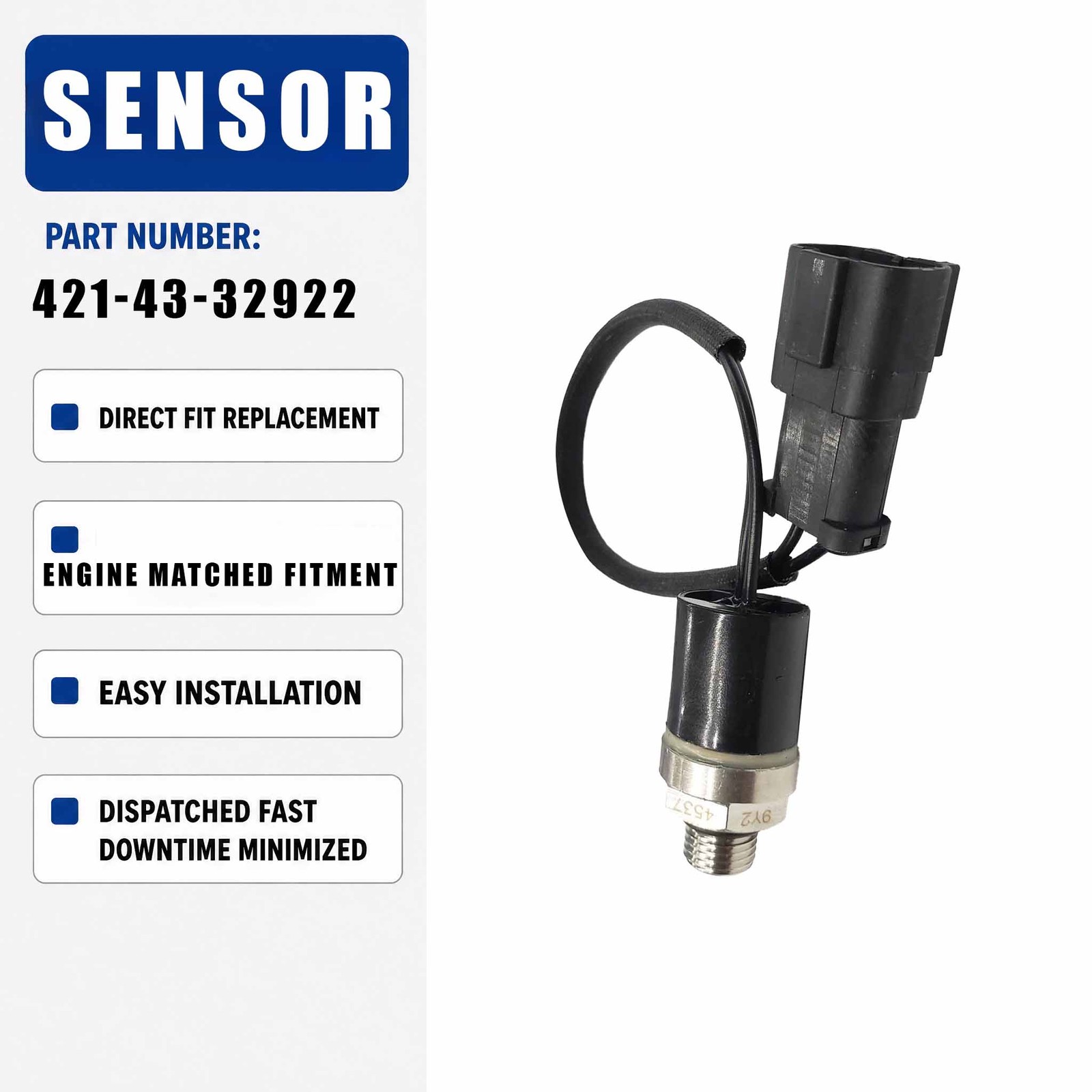 Pressure Sensor 421-43-32922 for Komatsu WA270-5 WA380-5 WA380-6 WA400-5