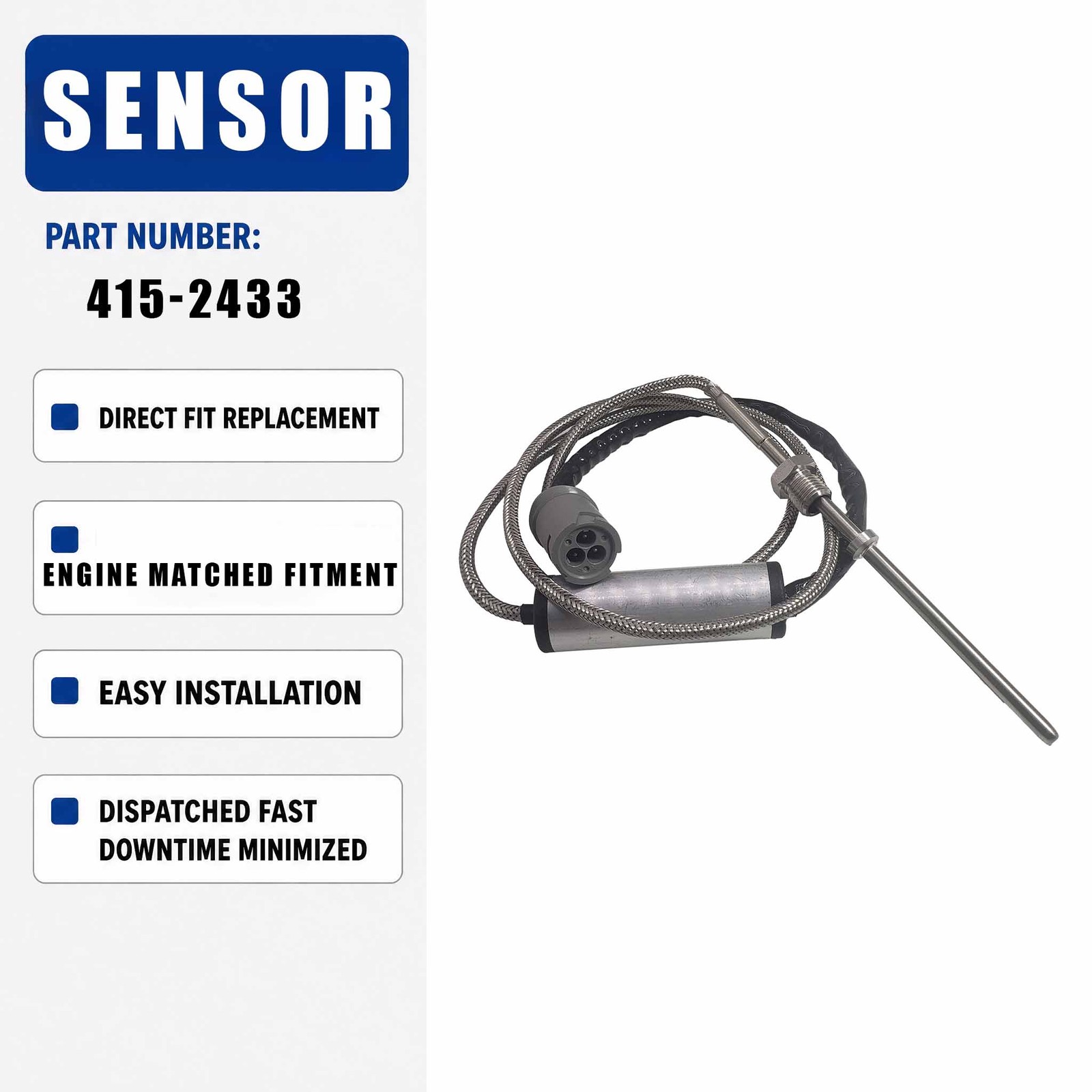 Temperature Sensor 415-2433 for CAT C7.1 Engine 323F 326F 330GD 330F 335F 120