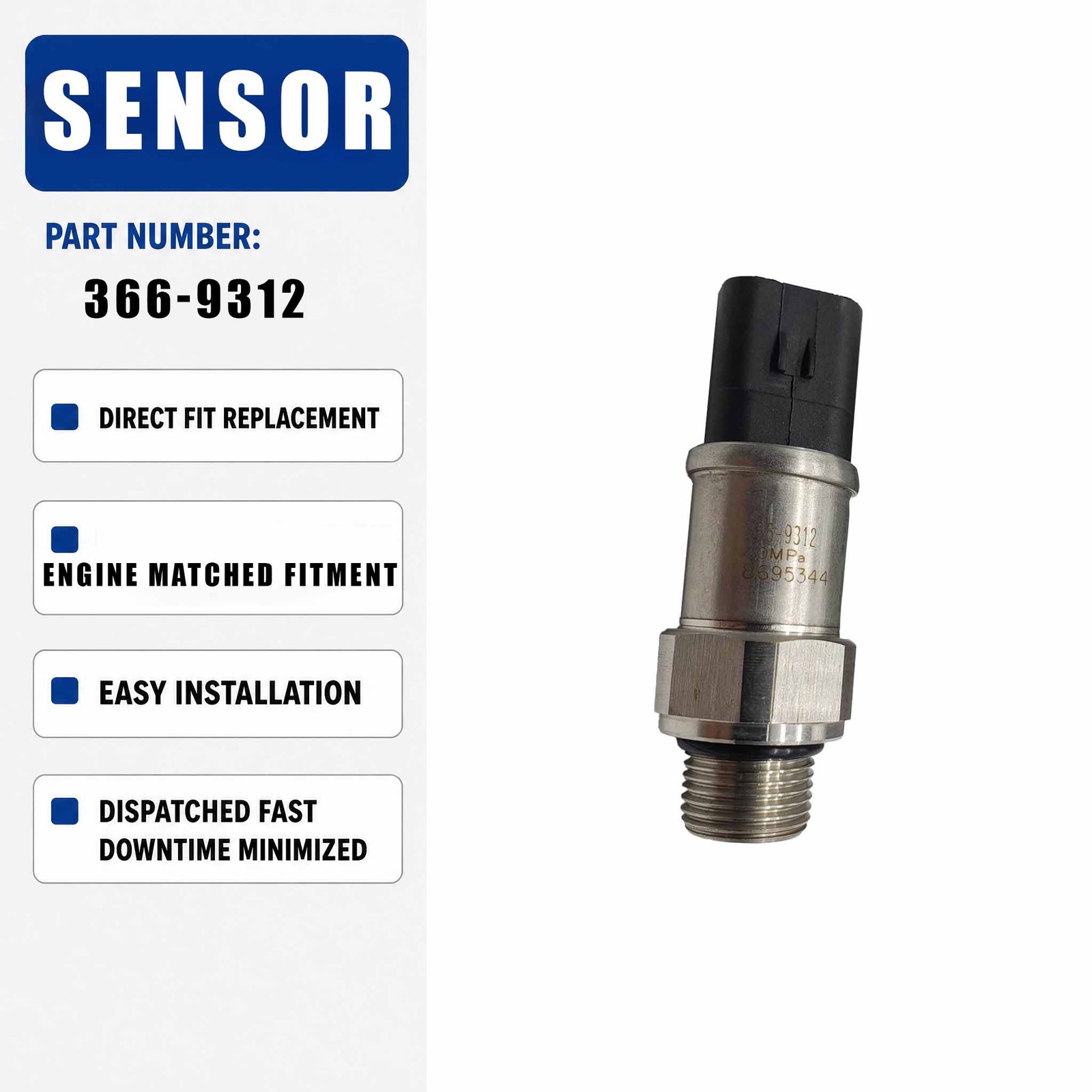 Pressure Sensor 366-9312 for Caterpillar CAT 311D 311F 314D 315D 318D2 319D