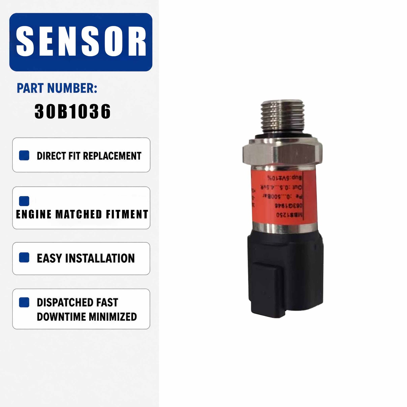 30B1036 Pressure SensorFor Liugong 30B1036, MBS1250 063G1946, 0-500Bar