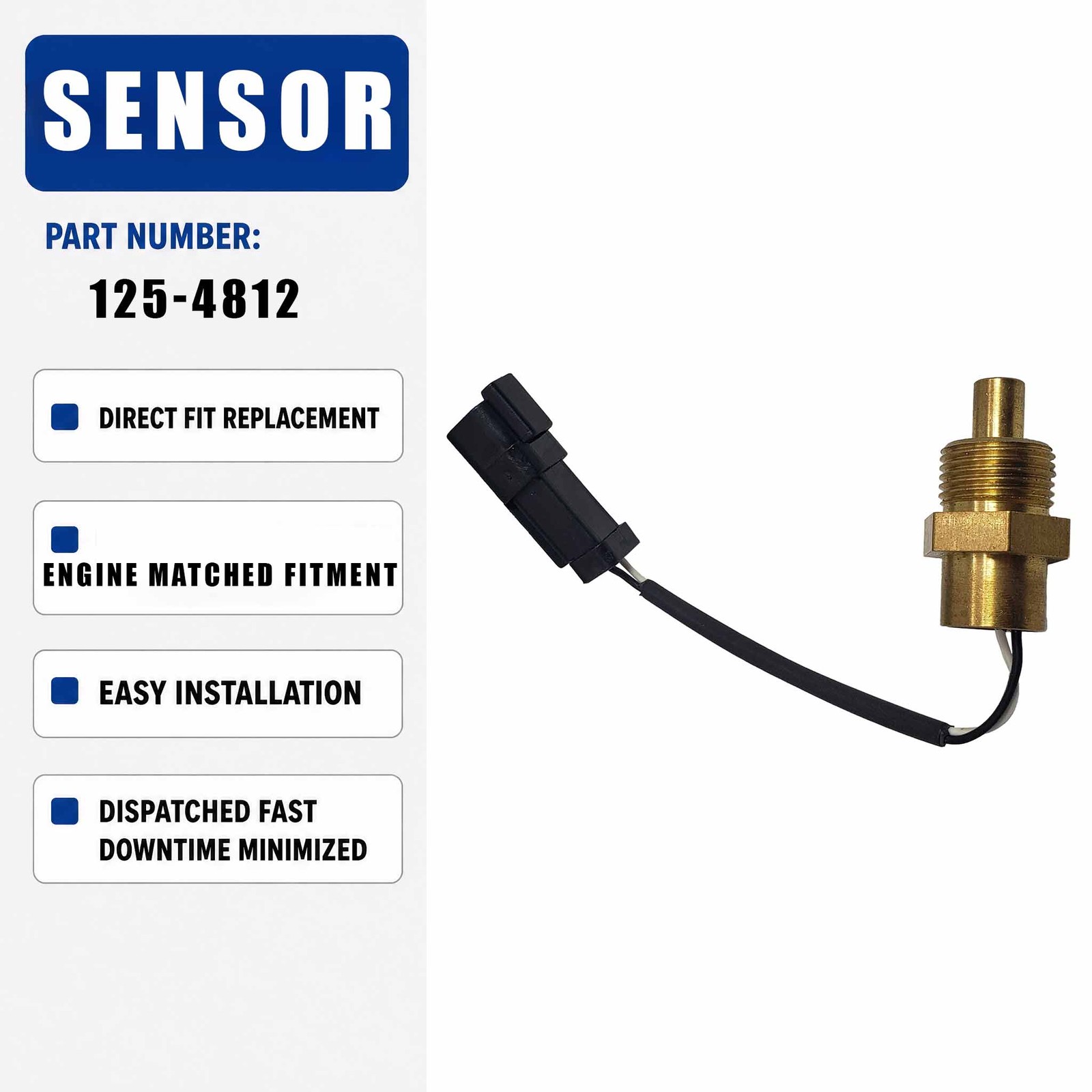 Water Temperature Sensor 125-4812 1254812 for Caterpillar CAT E320B 322B 325B